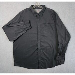Swiss Tech Mens Long Sleeve Button Up Snap‎ Plaid Shirt Size 3XL Black Gray